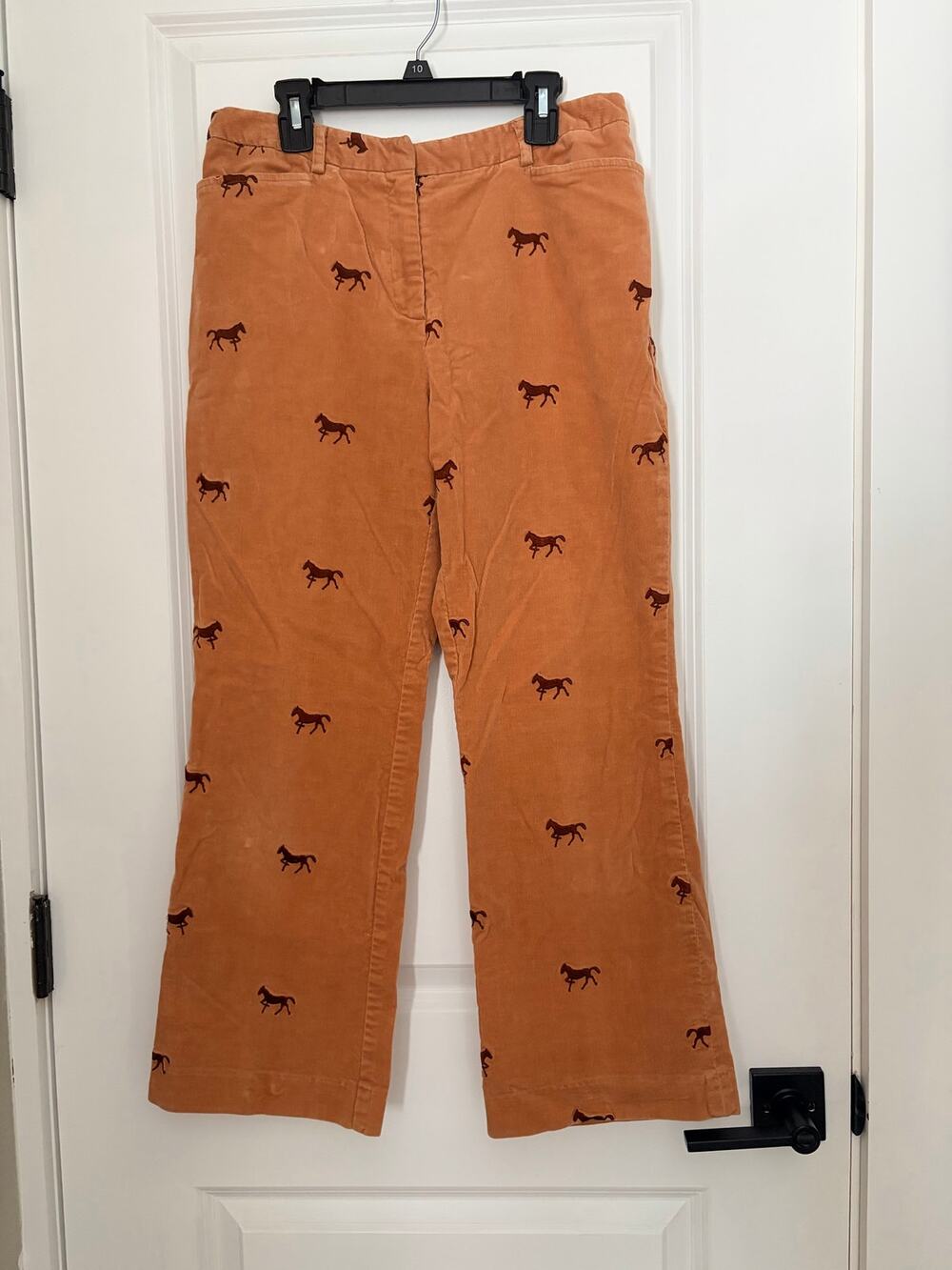 Lilly Pulitzer Vintage Corduroy Trousers Orange Brown Embroidered Horses 6
